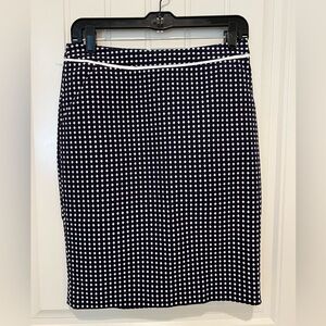 The Limited navy with white polkadot pencil skirt. Size 2, but fits more like 4.